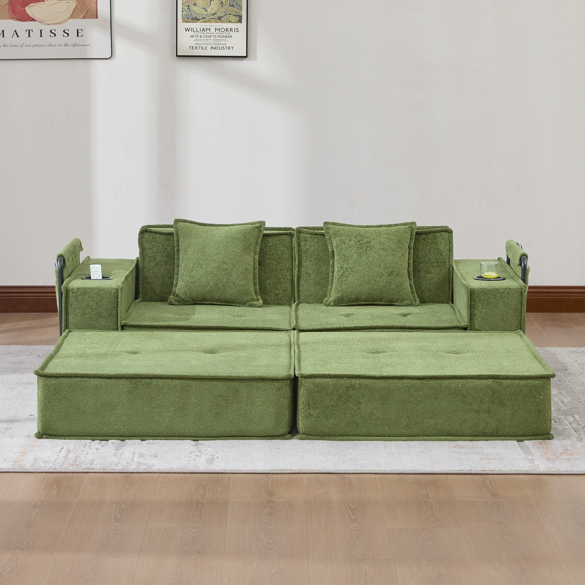 Sofa Zweisitzer aus Stoff mit 2 Kissen