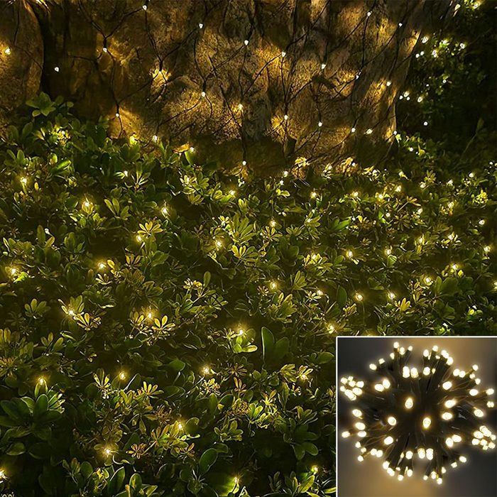 XIIW LED-Lichterkette LED Lichterkette Outdoor Wasserdicht Netz Lichtervorhang Timmer [4 5x1 5 Meter - 350 LEDs - 2500K] 4 Dimmbar-Stufen Warmweiß 8 Modi-Dimmbar-Wasserdicht-Timer-Anschließbar-Speicherfunktion-Grüne Kabel-Weihnachtsbeleuchtung-Weihnachtsd