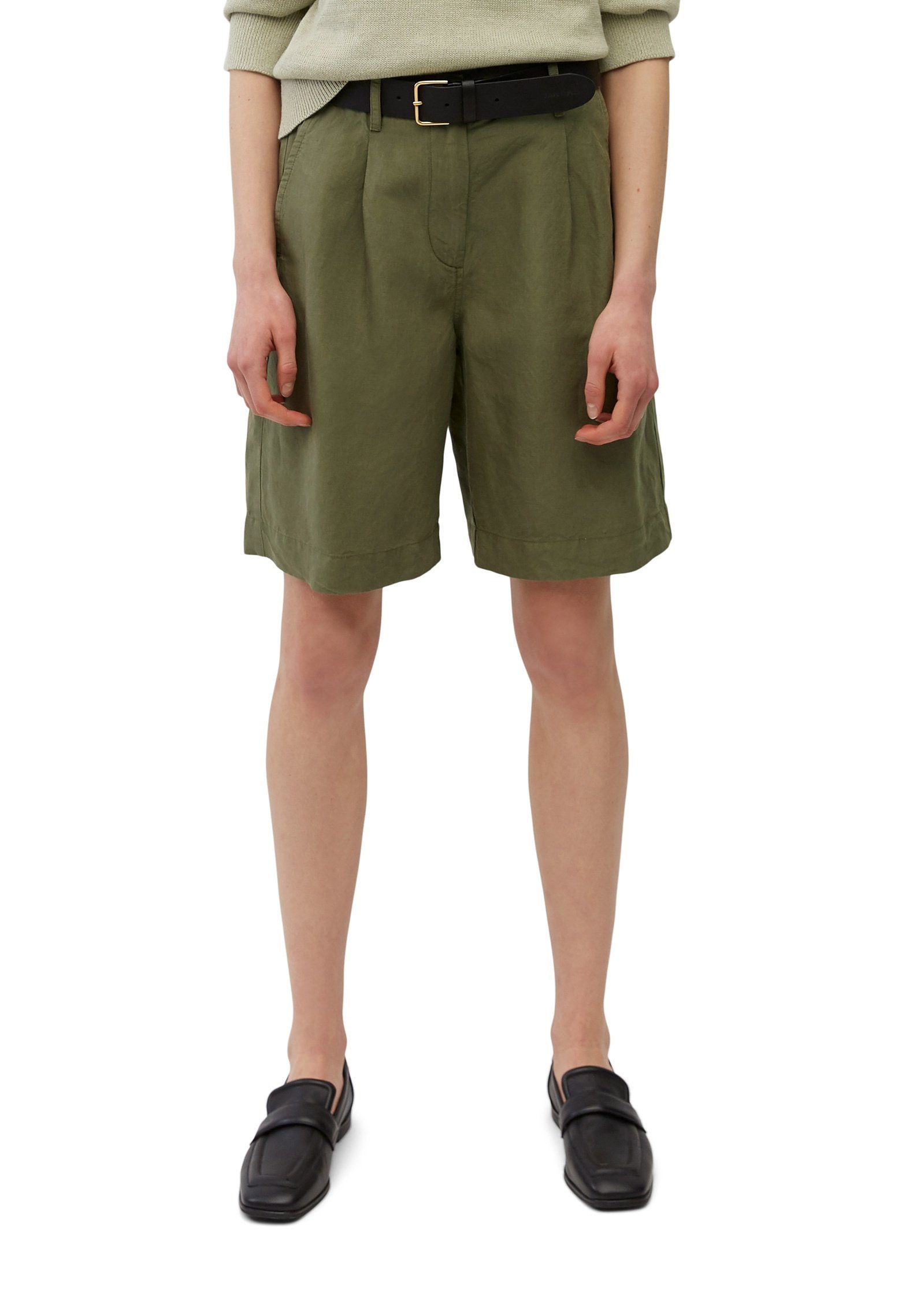 Marc O'Polo Shorts aus leichtem Lyocell-Leinen-Mix grün