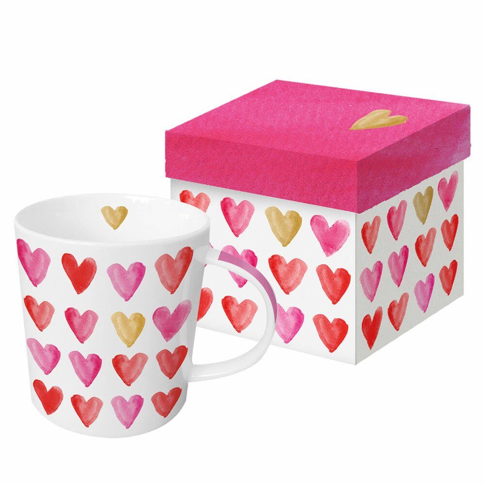 ml, China Aquarell Gold Hearts 350 Bone New Tasse PPD