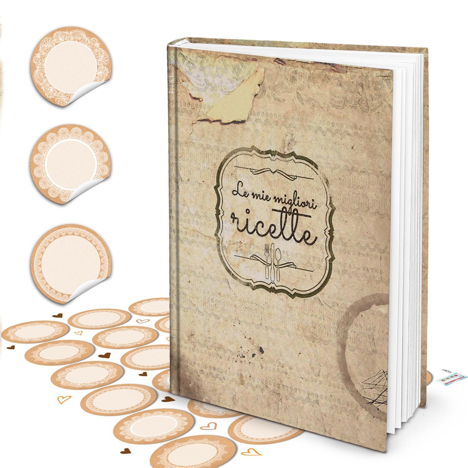 Logbuch-Verlag Notizbuch XXL HARDCOVER Italienisches Kochbuch zum Selberschreiben LE MIE
