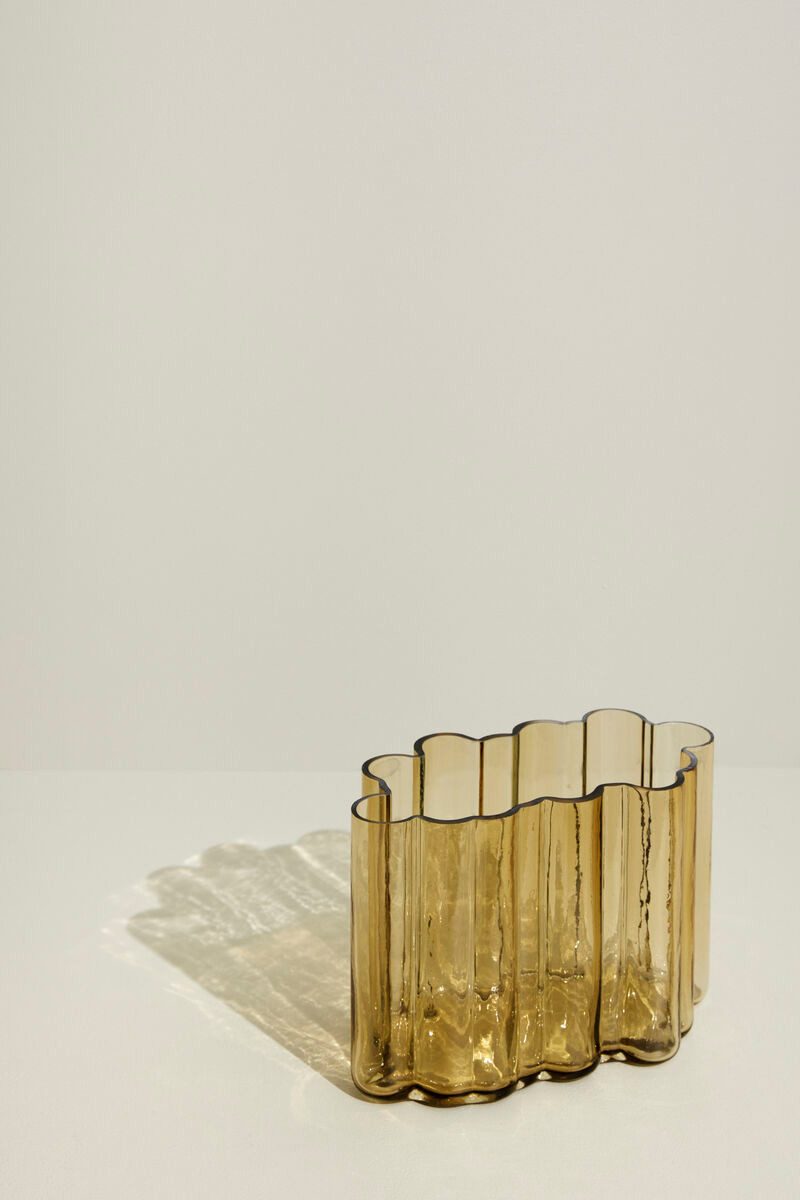 Hübsch Dekovase UMBER bernstein, 30x16x20cm