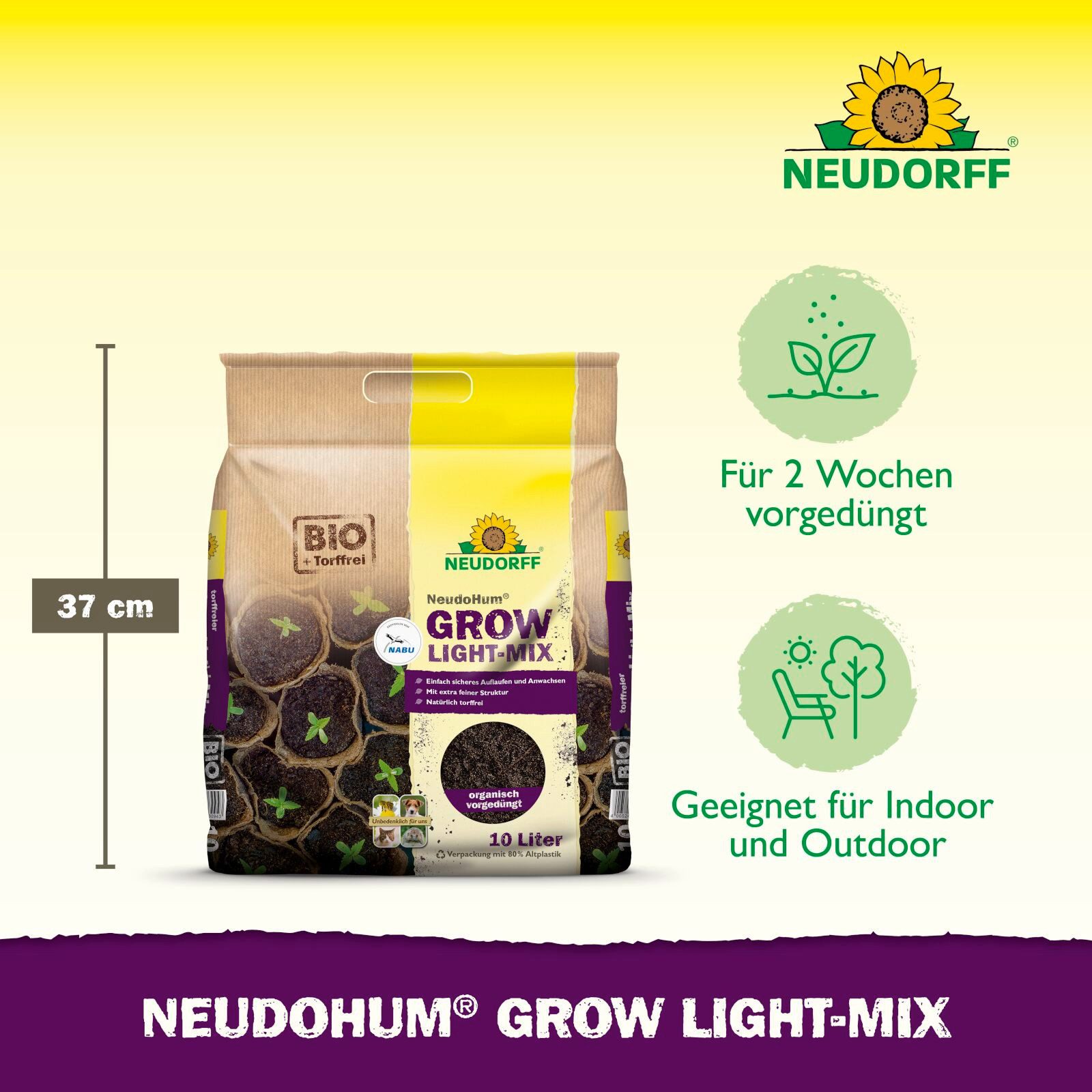 Neudorff Spezialerde NeudoHum Grow Light-Mix, 10 Liter – Bild 3 von 5