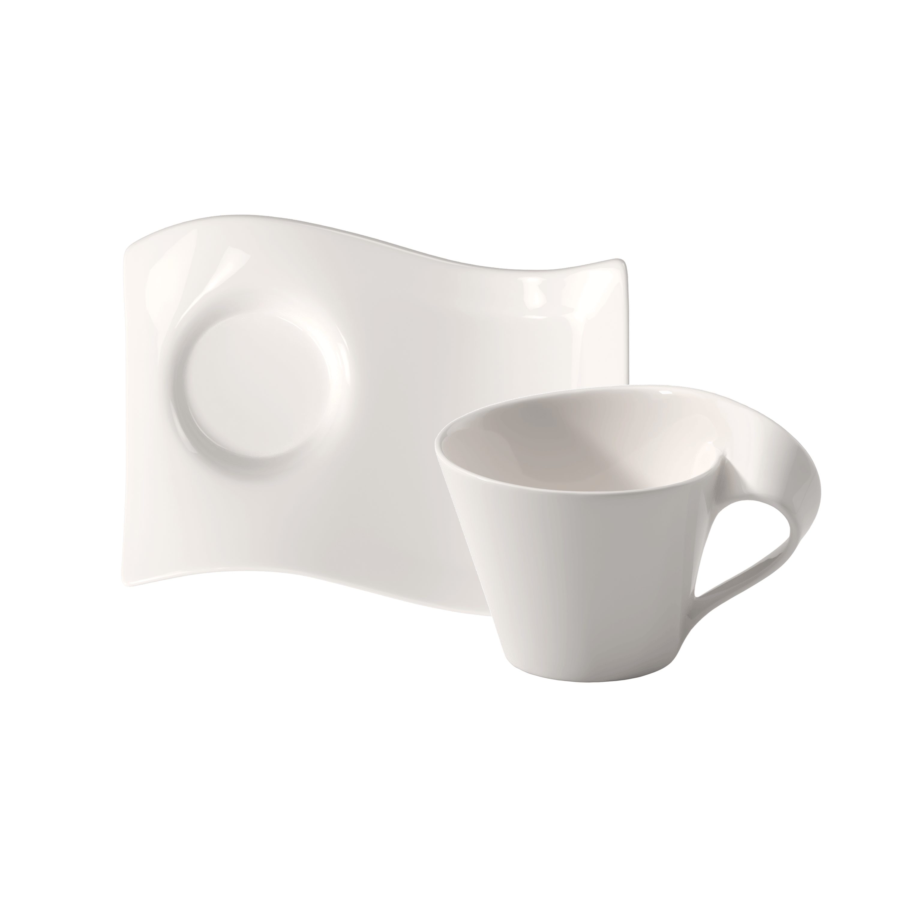 Villeroy & Boch Cappuccinotasse NewWave Caffè Cappuccino-Set, 8-tlg., Porzellan, Wellendesign