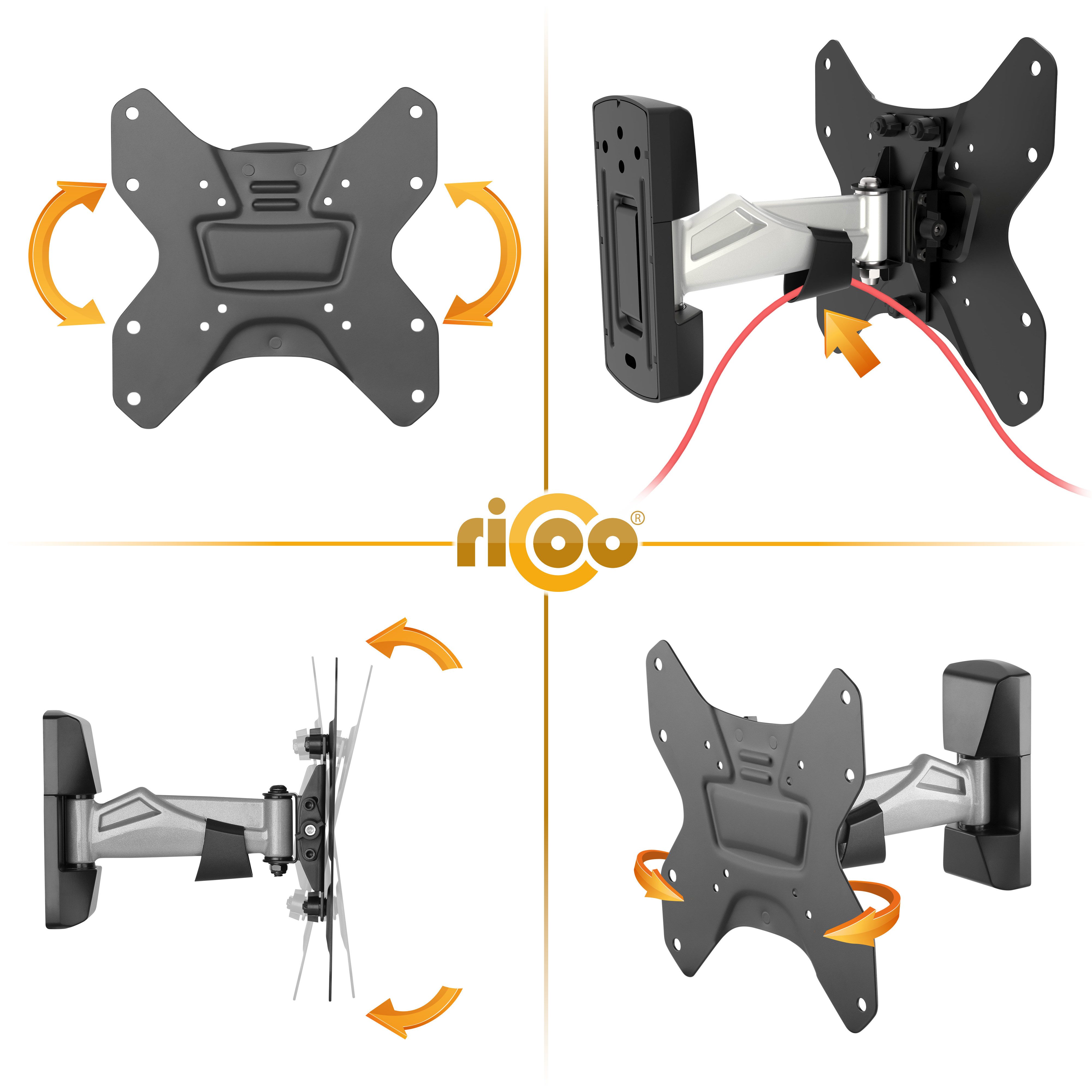 RICOO TV-Wandhalterung S2922, (bis 55 Zoll, VESA bis 200x200, 1-tlg., schwenkbar neigbar ausziehbar Fernseher Halter universal VESA 200x200)