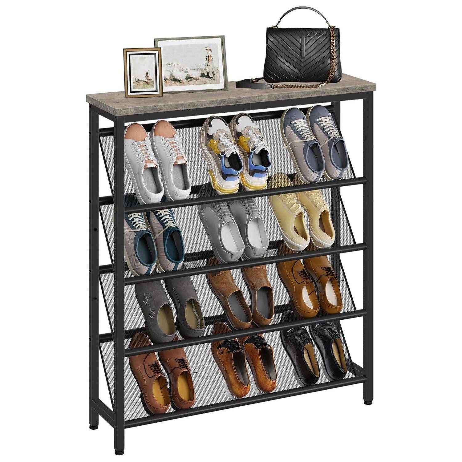 LuxusKollektion Schuhregal Schuhregal 5-stufig schmal Greige/Schwarz