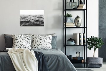 MuchoWow Poster Meer - Wasser - Natur - Schwarz und weiß, (1 St), Poster, Wandbild, Wandposter für Wohnzimmer, Ohne Rahmen