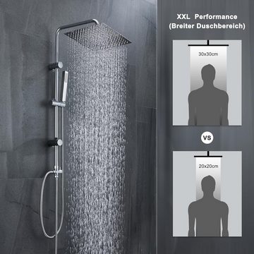Görbach Duschsystem Edelstahl Duschset ohne Armatur, Höhe 150 cm, 1 Strahlart(en), Duschsystem Regenduschset, Duschgarnitur mit eckige Kopfbrause