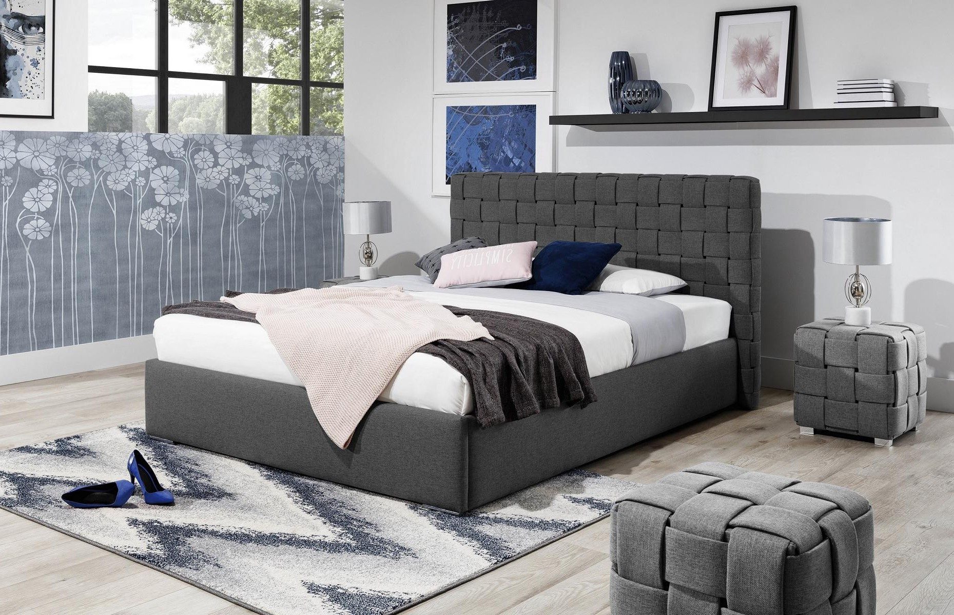 Xlmoebel Polsterbett Luxuriöses graues Polsterbett aus hochwertigem Designstoff (Bett, 1-tlg., Bett), Hergestellt in Europa