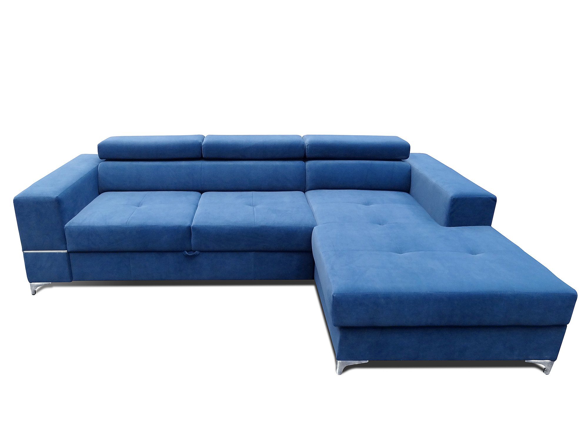 JVmoebel Ecksofa Ecksofa L-Form in Design Blau Modern Europe Textil Bettkasten, Polster Made Sofa