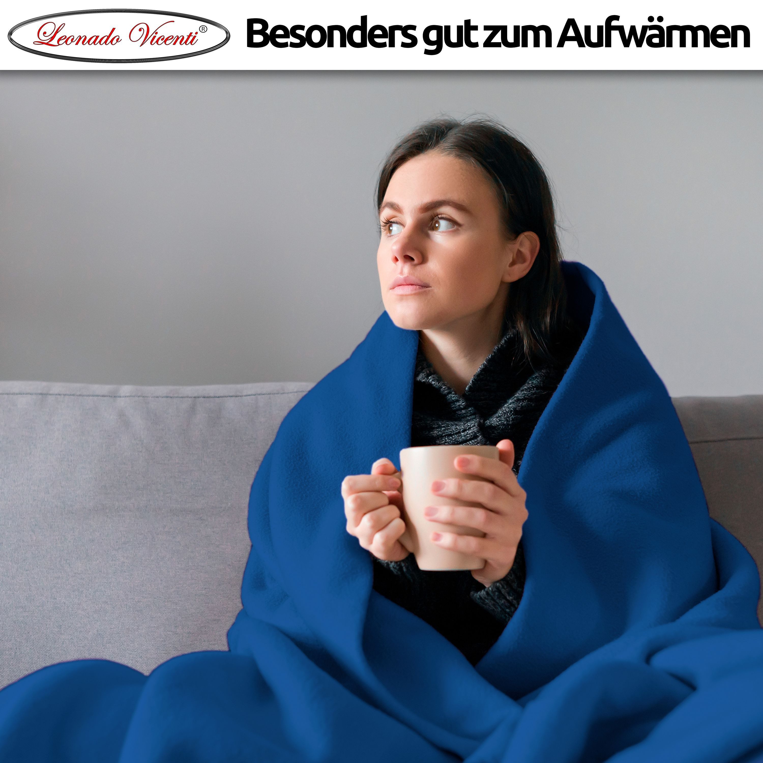 Wohndecke kuschelig warm 150x200, 220x240 oder 270x230, Leonado Vicenti, Kuscheldecke flauschig weich, Einfarbig – Bild 5 von 5