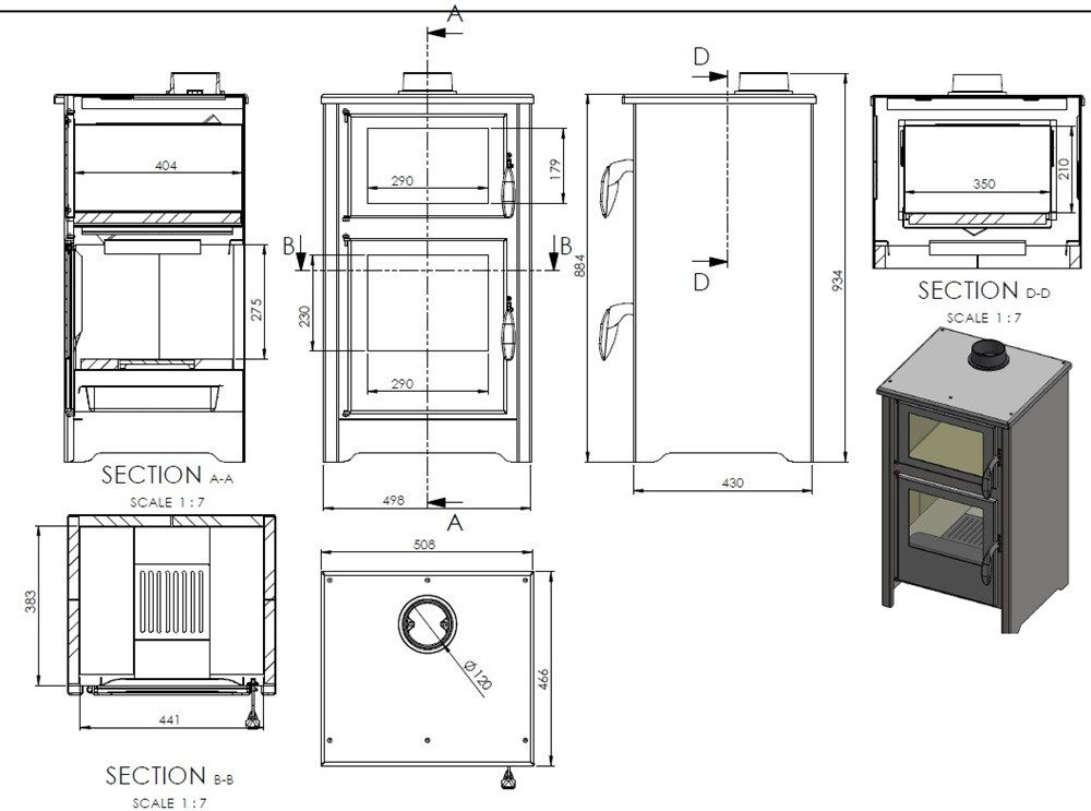 TRGO Kaminofen LUNA C mit Backfach - grau, 9,70 kW günstig online kaufen