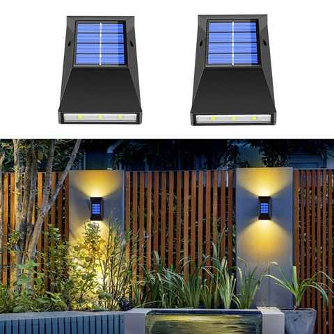 Alster Herz LED Außen-Wandleuchte 2er Set Solar Leuchten für Balkon und Garten, Tageslichtweiß, E0272, LED fest integriert, Tageslichtweiß, LED fest integriert, Wandlampe