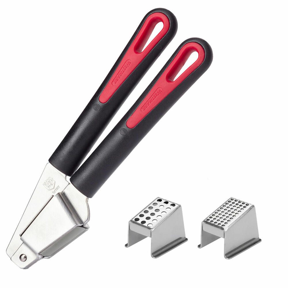 WESTMARK Knoblauchpresse Inkl. zwei Presseinsätzen: fein + grob, Gallant Plus, PA, TPE, Edelstahl, Made in Germany, spülmaschinengeeignet, BPA-frei