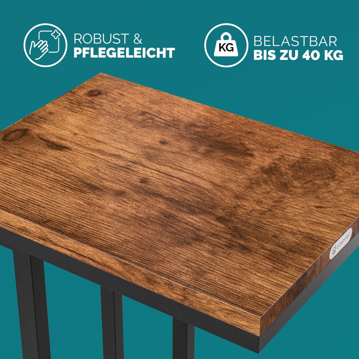 Casaria Beistelltisch, mit 4 Rollen 2 Bremsen 50x35x70cm 40kg Belastbarkeit Kippsicher Stabil