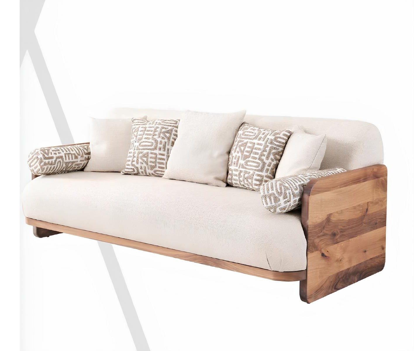 Xlmoebel Polstergarnitur Modernes 3-Sitzer Sofa mit 2 Bücherregalen in Braun aus Holz, (Sofa-Set, 3-tlg., 3-Sitzer Sofa mit 2 Bücherregalen), Made in Europa