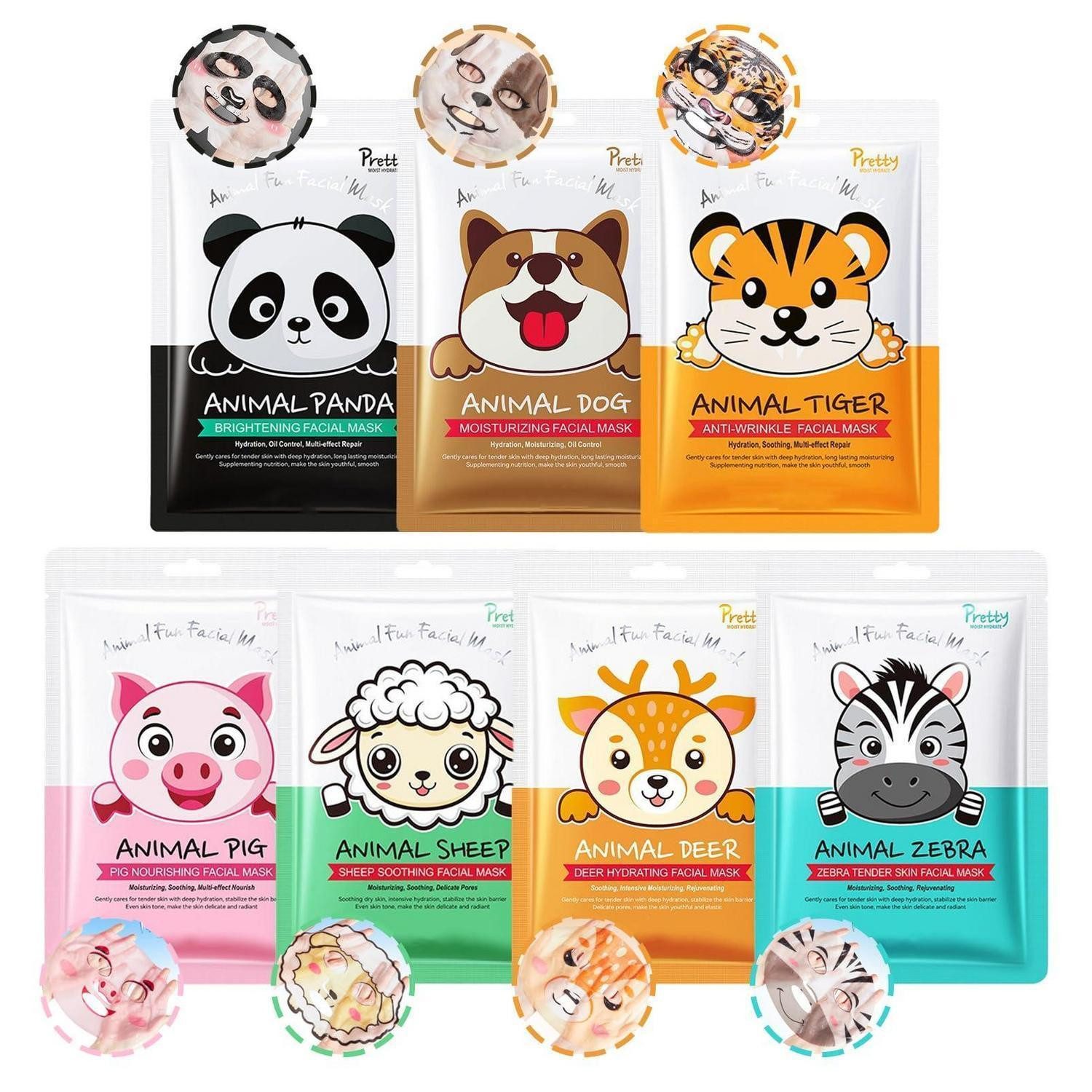 LuxusKollektion Gesichtsmasken-Set Gesichtsmasken Set 7 Stück Tierdesign
