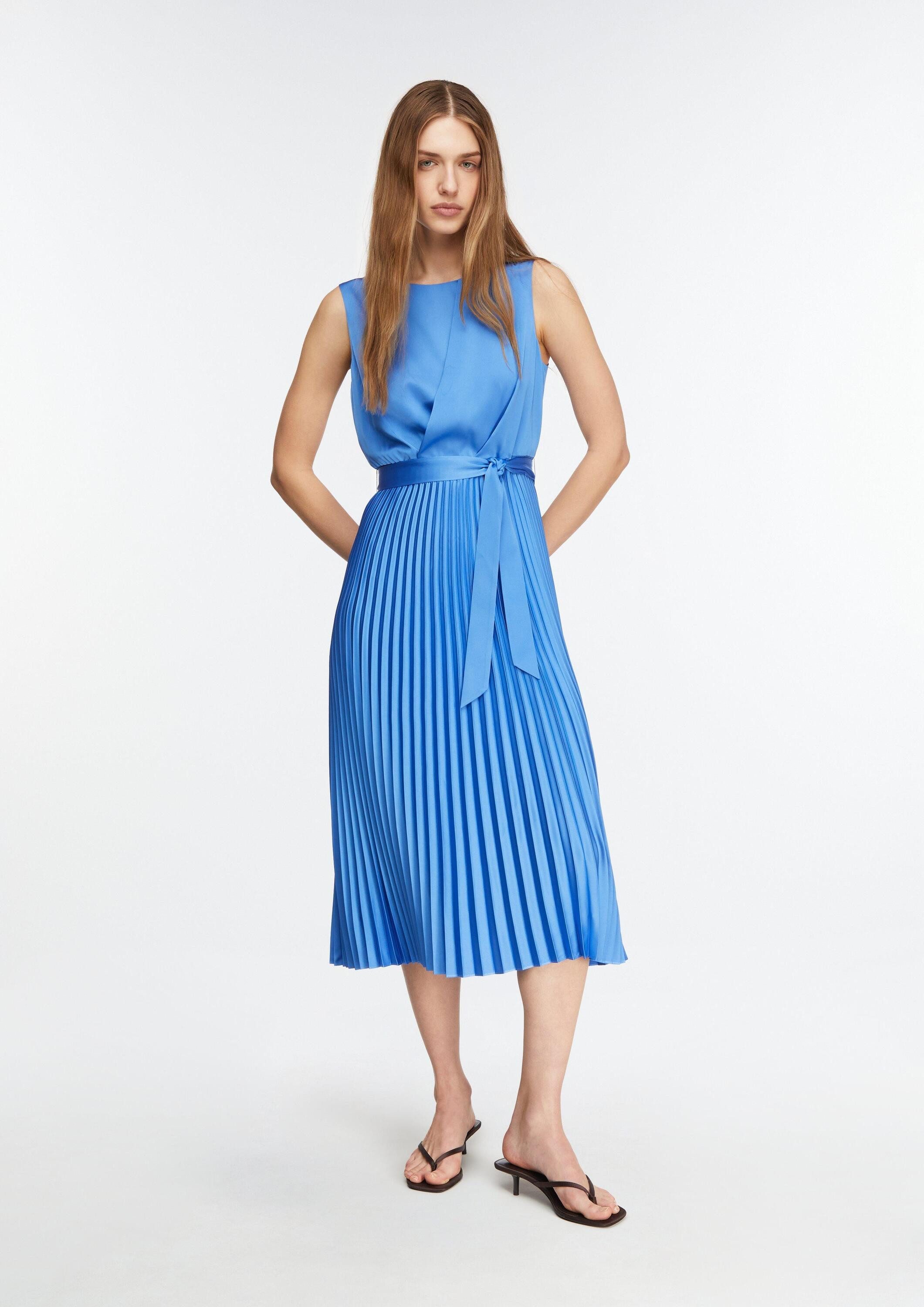 comma Midikleid Kleid Satinkleid mit Plissée-Rock günstig online kaufen