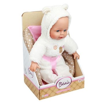 Toi-Toys Babypuppe Babypuppe in Bären-Jacke und Kindersitz 33cm