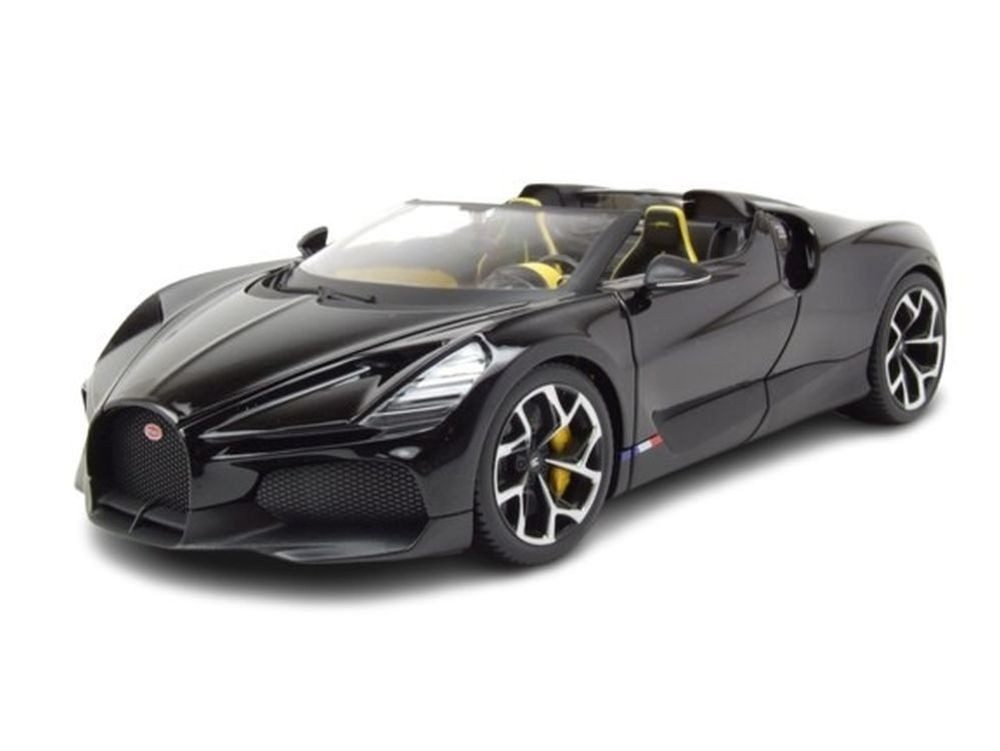 Bburago Modellauto Bugatti W16 Mistral schwarz, Maßstab 1:18