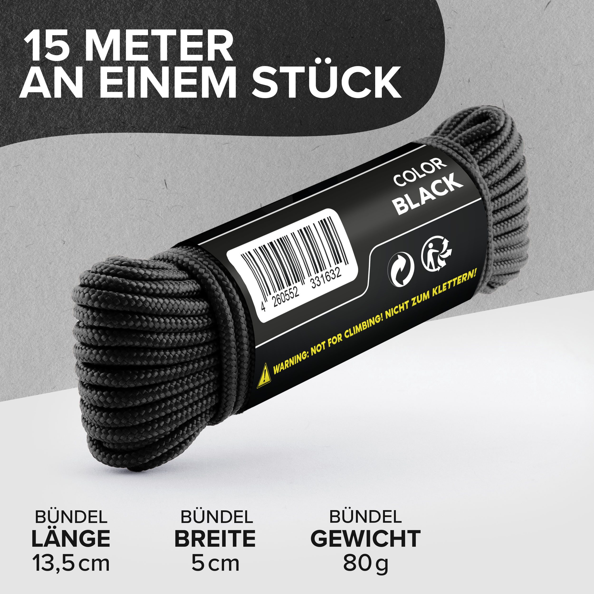 GO!elements Abspannleine Paracord 425 - 3mm, Paracord 425 aus reißfester Nylonschnur