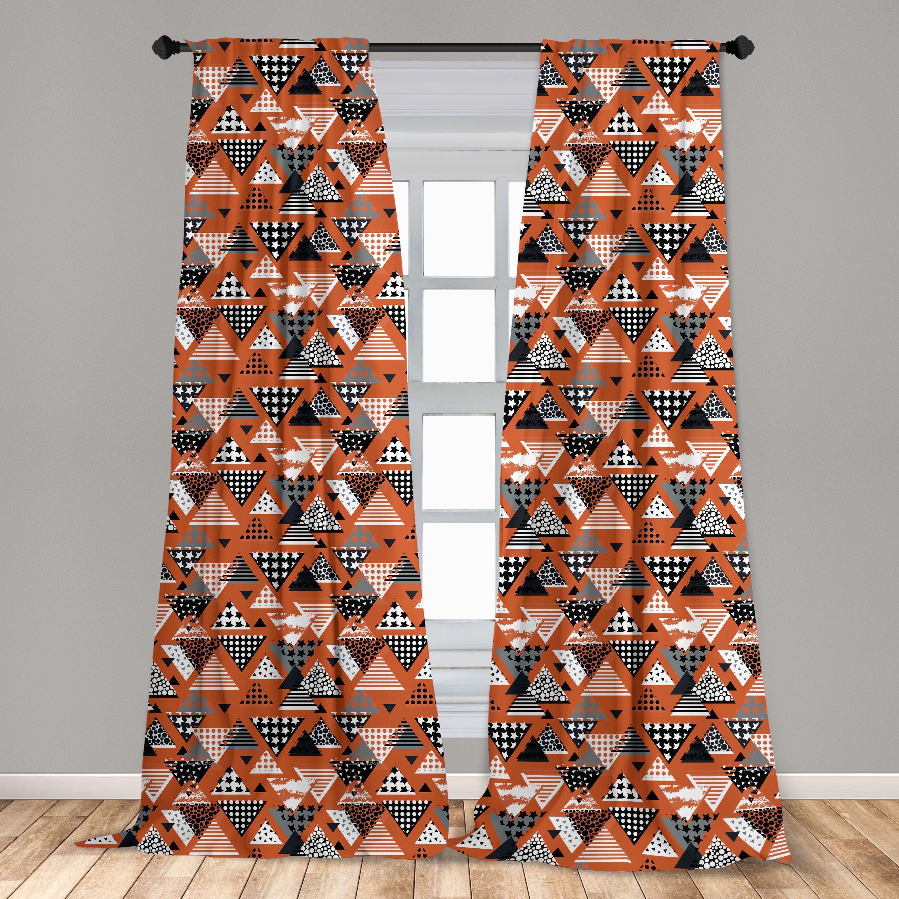 Orange Wohnzimmer Abakuhaus, Schlafzimmer Dreieck Geometrisches Gardine Dekor, Ornamente Vorhang für Microfaser,