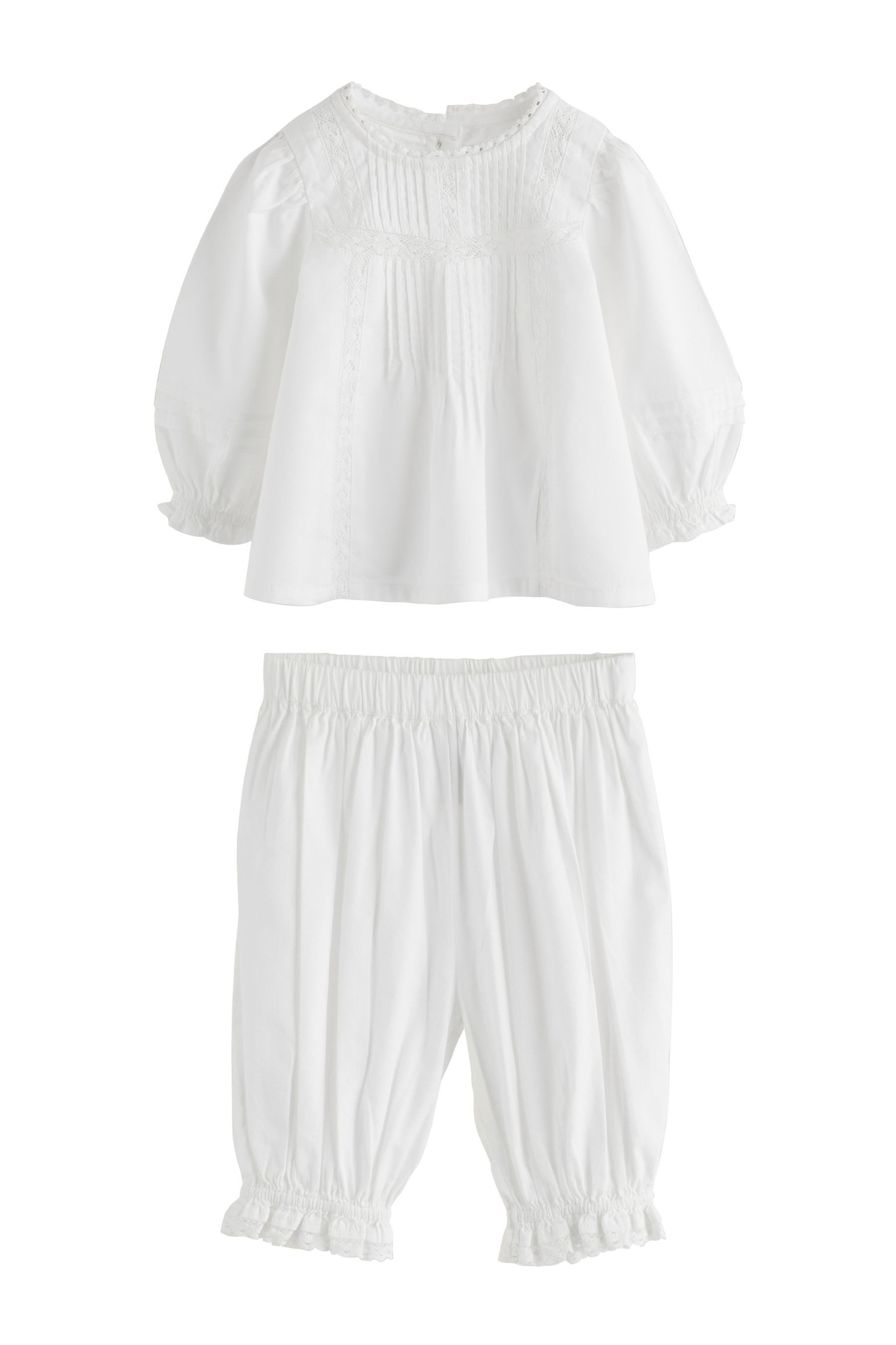 Langarmshirt & Hose Babyoberteil und Hose mit Spitze, 2-teilige Set