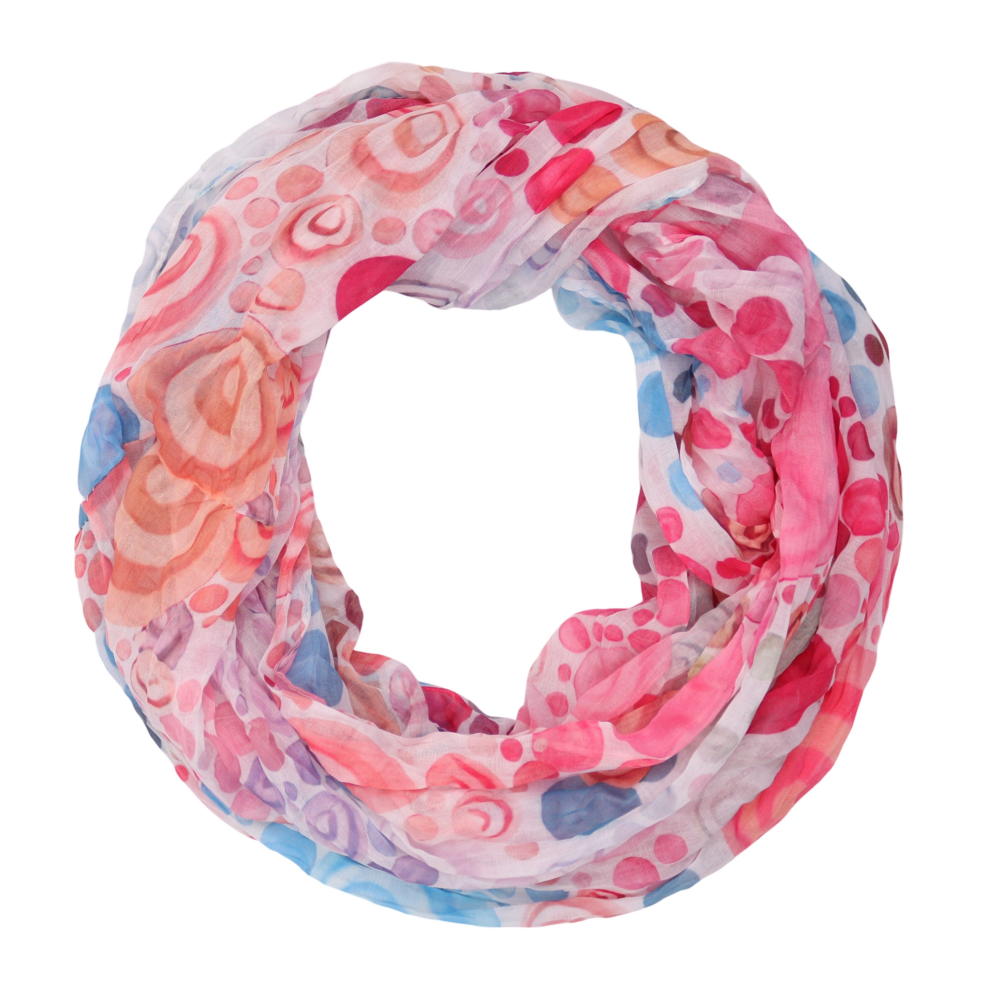 MIRROSI Loop Damen Schal mit Kreis-Muster Weich, (zweimal um den Hals wickelbar, ca.45x75cm), Damen Halstuch ideal für Frühling, Sommer oder Herbst