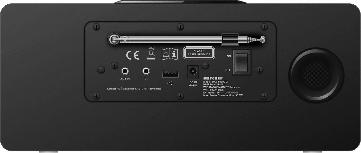 DAB 36 (Digitalradio 9000CDI Karcher RDS, FM-Tuner (DAB), W) Internet-Radio RDS, mit UKW mit Internetradio,
