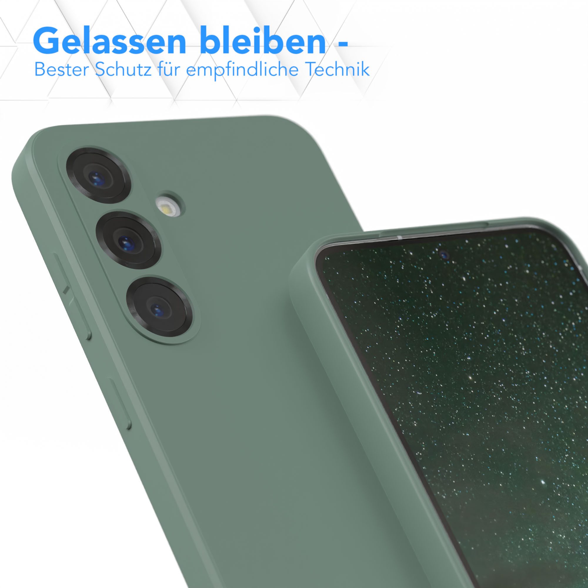 EAZY CASE Handyhülle für Samsung Galaxy S25 Hülle Silikon 6,2 Zoll, Schutzhülle mit Kameraschutz stoßfest telefonhülle Matt Dunkelgrün – Bild 4 von 5