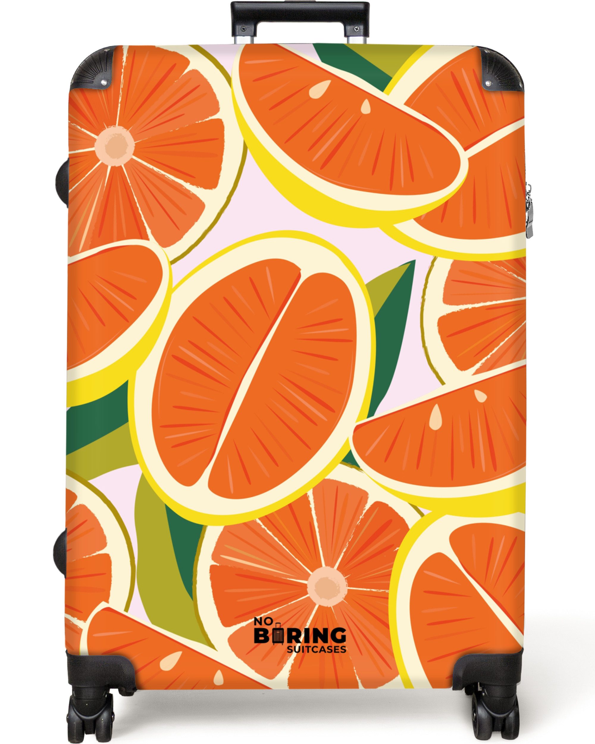 NoBoringSuitcases.com© Hartschalen-Trolley Rosa mit Orangen 77 günstig online kaufen