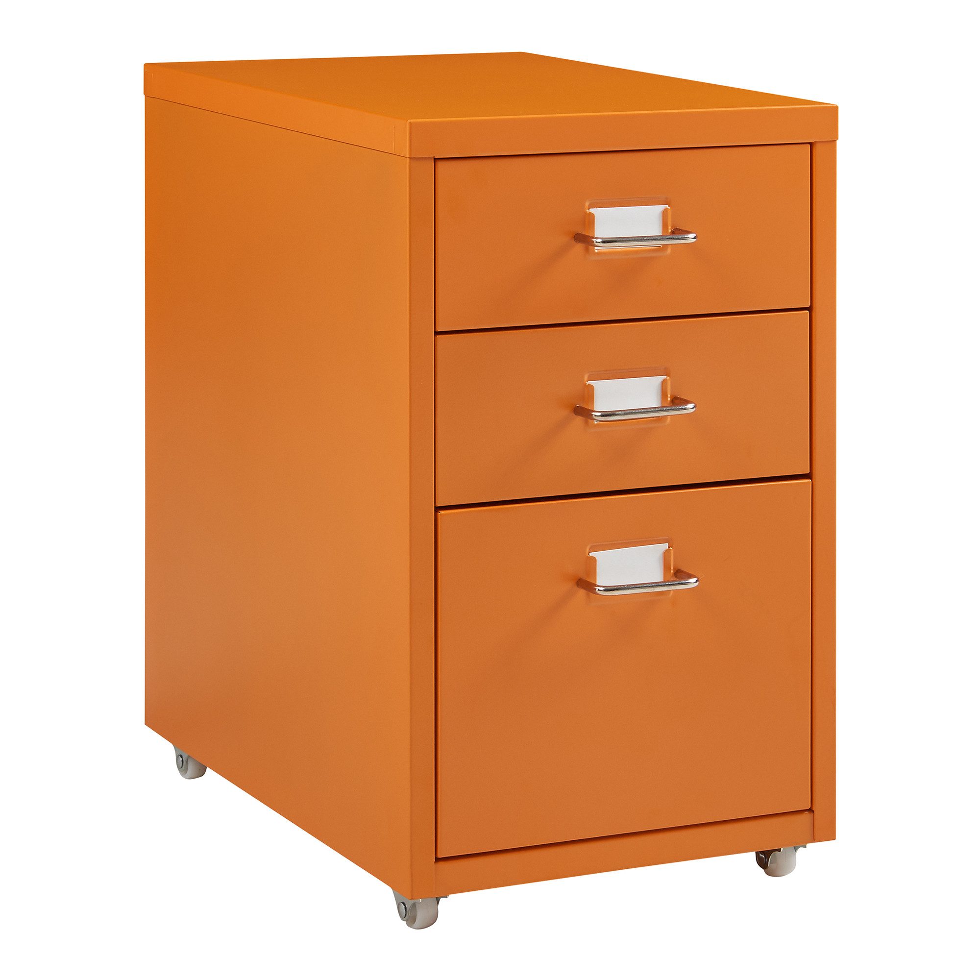en.casa Rollcontainer, »Kökar« mit 3 Schubladen Bürowagen Orange