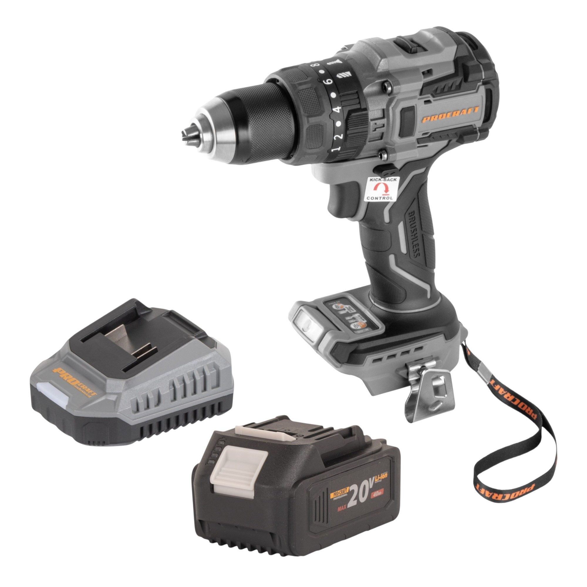 PROCRAFT industrial Akku-Schrauber CD20B-BB 20 V 150 Nm Brushless + 1x Akku 4,0 Ah + Ladegerät