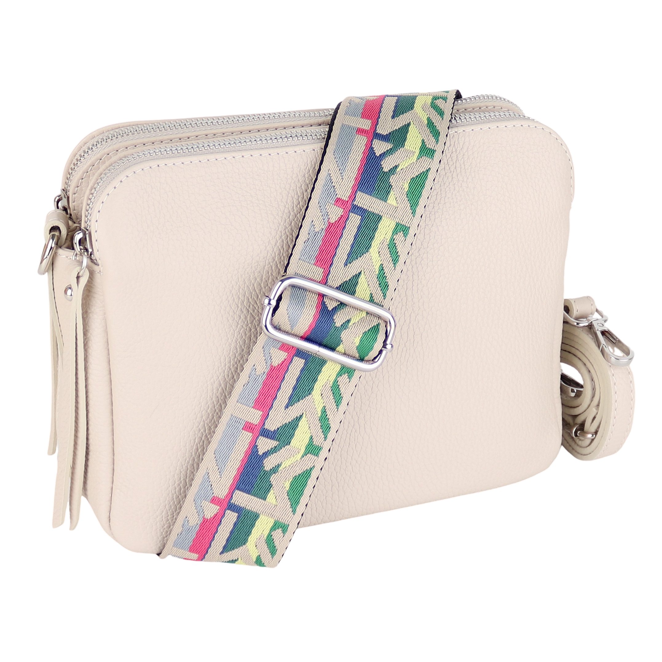 MIRROSI Schultertasche aus Echtleder, hergestellt in Italien, mit 2 Riemen (ca.24x18x9cm), Umhängetasche, Crossbody Bag, verstellbaren Schulterriemen