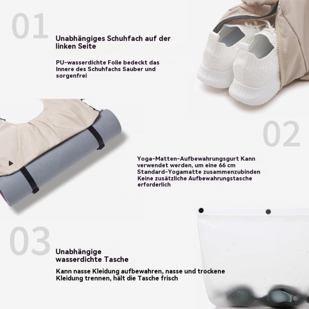 Blusmart Sporttasche Unisex-Sporttasche mit großem Fassungsvermögen (Getrenntes Fach für trockene und nasse Gegenstände, Wasserdicht, abriebfest und strapazierfähig), Mehrere Tragemöglichkeiten