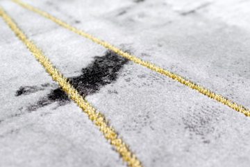 Teppich Teppich Wohnzimmerteppich Marmor Muster mit Glanzfasern grau gold, Carpetia, rechteckig, Höhe: 12 mm