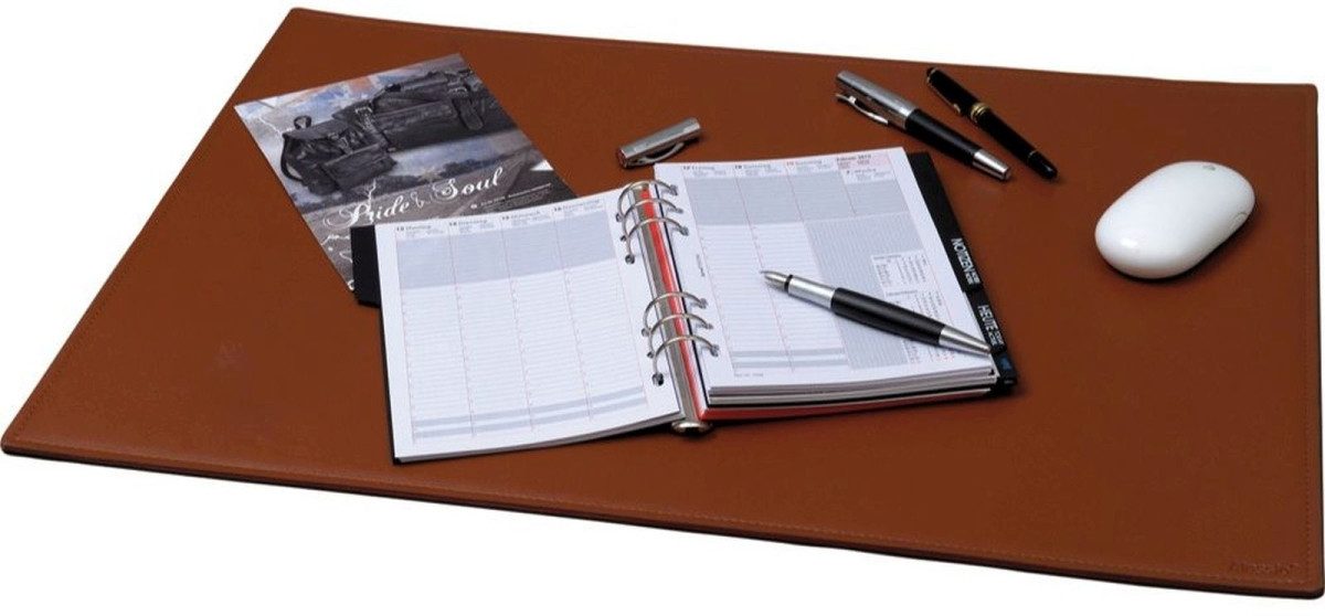 Alassio® Schreibtischunterlage Schreibunterlage Leder 65x45cm cognac.