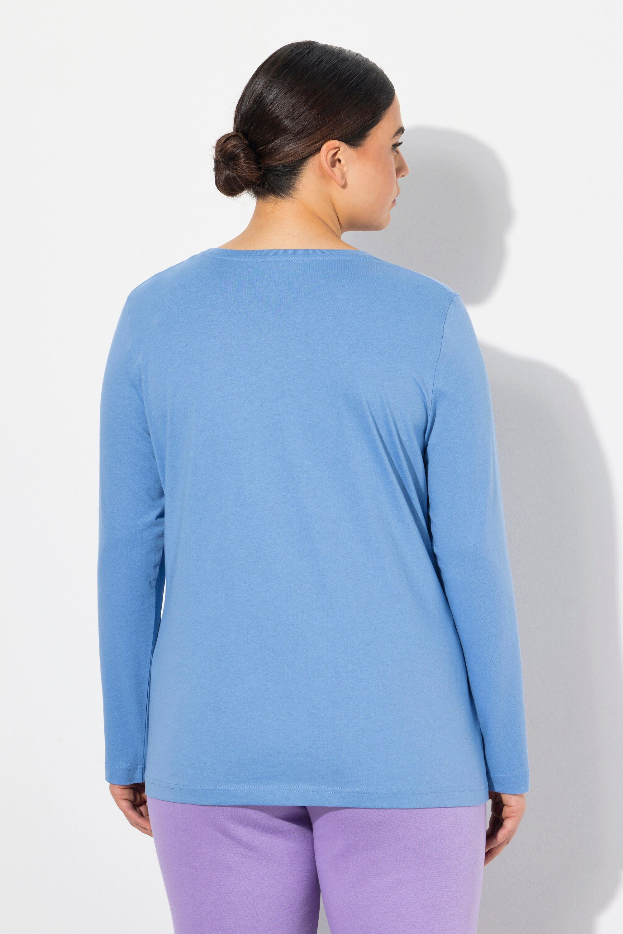 Ulla Popken T-Shirt Shirt Slim Rundhalsausschnitt Langarm