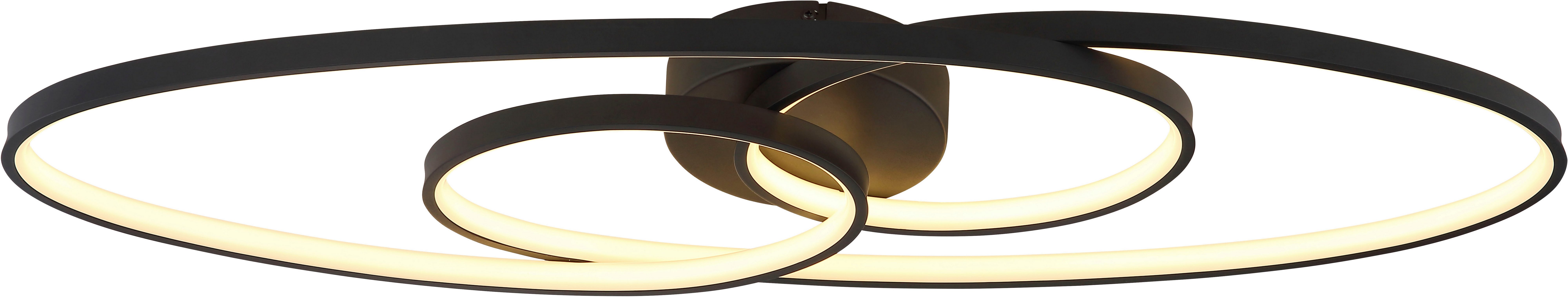 GLOBO LIGHTING Deckenleuchte SPIRA, LED fest integriert, Warmweiß, Deckenleuchte Schwarz/Alu, Opal, Stufenschalter, LED 40W