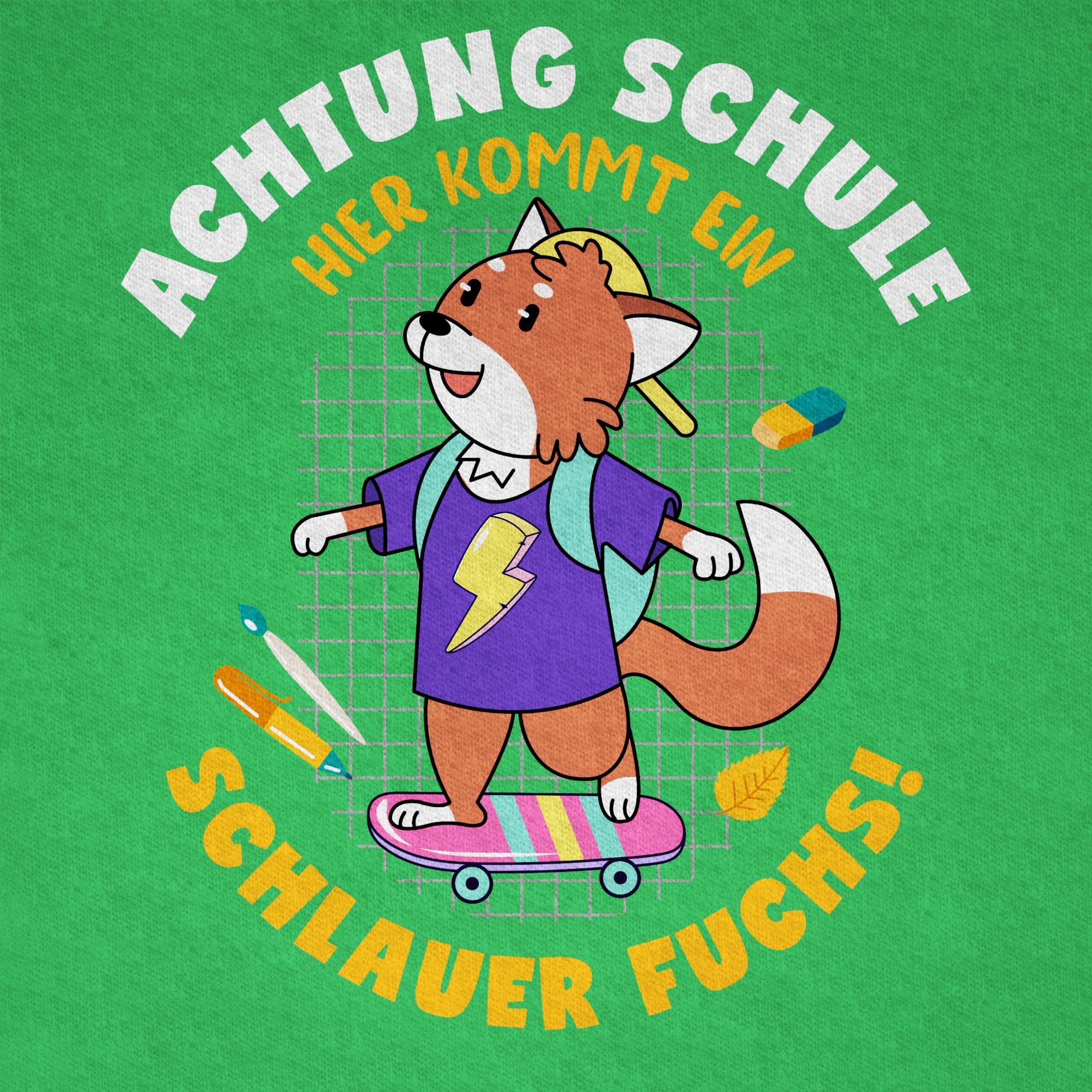 Einschulung Geschenke Schulanfang Shirtracer Junge Fuchs T-Shirt Grün Schlauer 02