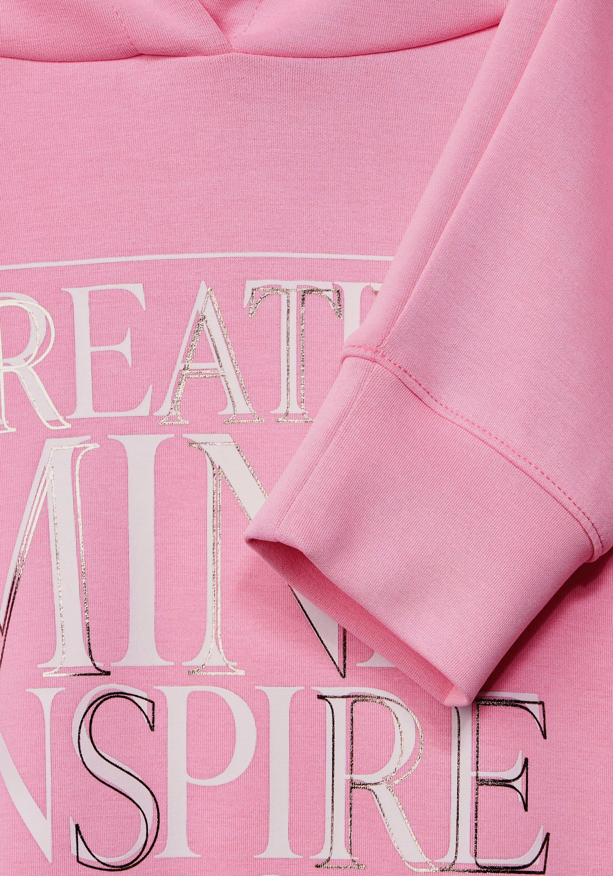 "Creative Mind" Wording-Print rose STREET Kapuzenshirt ONE großem soft mit winter