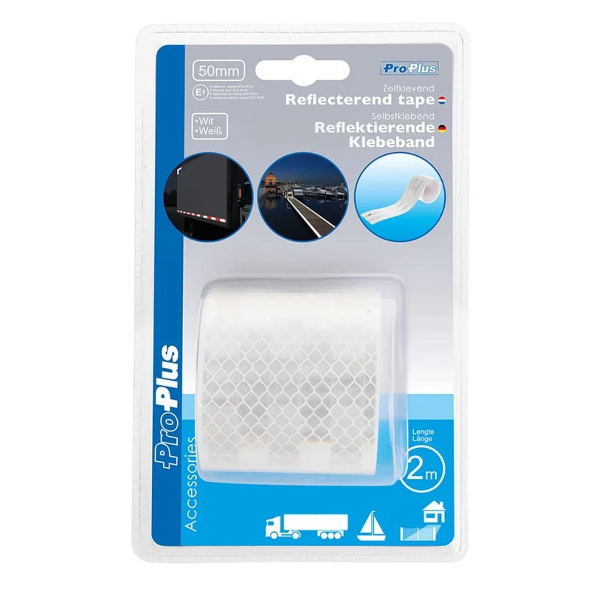 ProPlus Reflektor-Aufkleber hochwertiges Reflektorband in Weiß ca. 2 m x 50 mm selbstklebend, (1tlg), mit feinem Muster