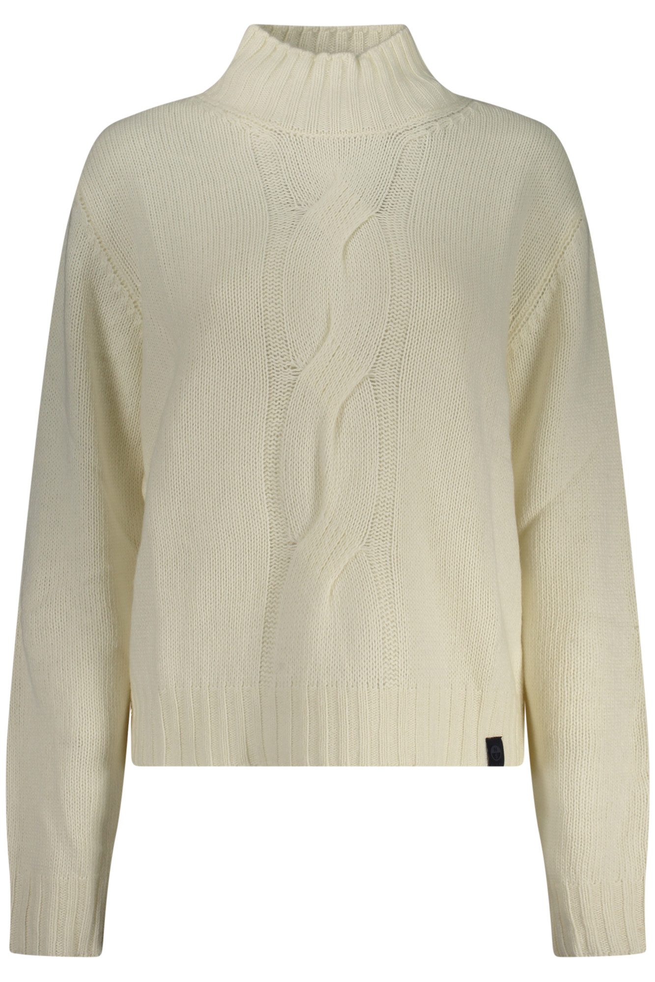 North Sails Strickpullover Damenpullover Weiß: Zopfmuster, Hoher Kragen & Umweltfreundlich