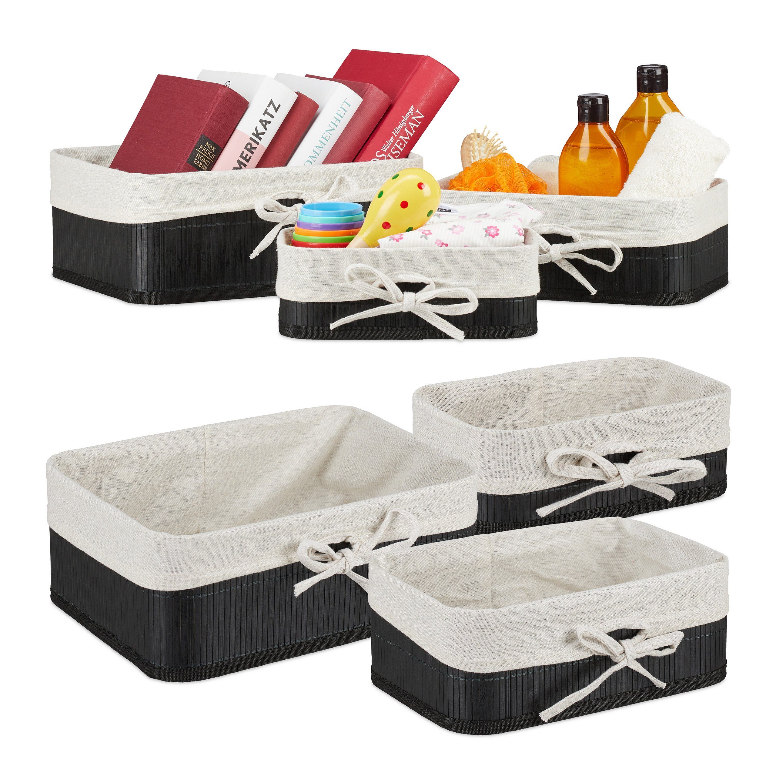 Aufbewahrungskorb 6 tlg. Aufbewahrungskorb Set aus Bambus