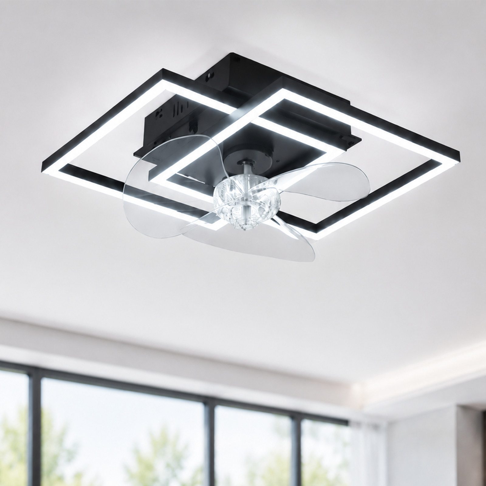ZMH Deckenventilator Moderne Deckenlampe mit Ventilator - Deckenventilator mit Beleuchtung, mit Licht Dimmbar mit Fernbedienung Timer für Wohnzimmer Esszimmer