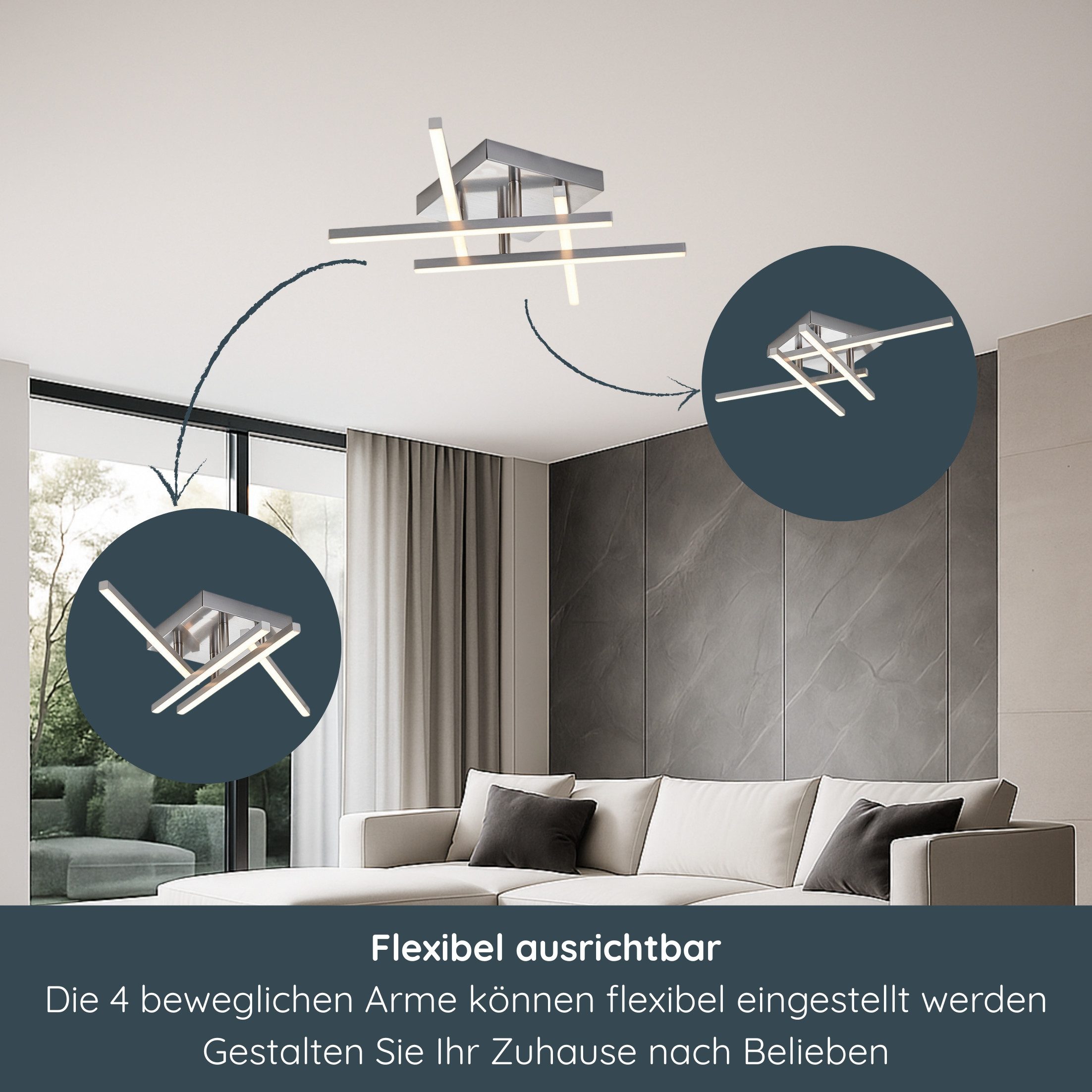 MeLiTec LED Deckenleuchte D121, warmweiß, nickel günstig online kaufen