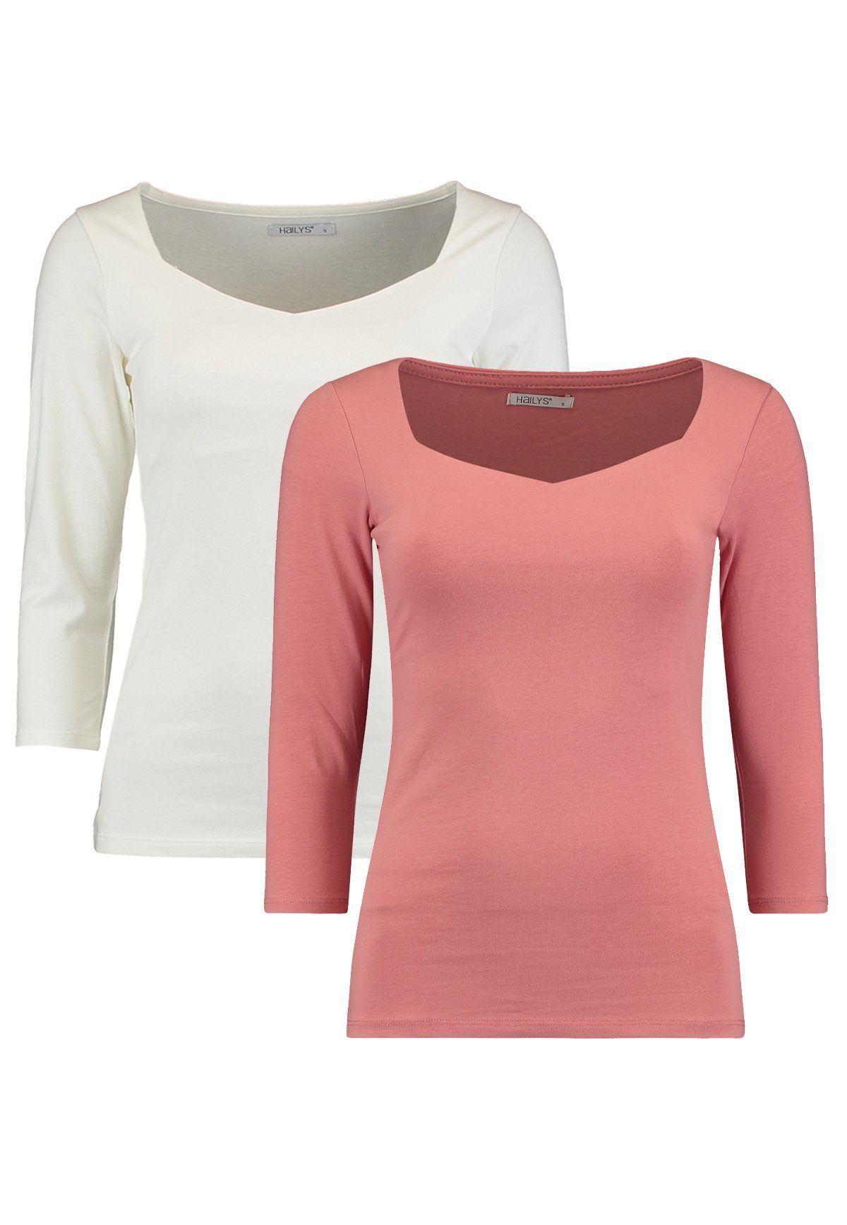 HaILY’S T-Shirt Dünnes 3/4 Arm Shirt 2-er Stück Set Stretch Longsleeve NOA (2-tlg) 4691 in Pink-2