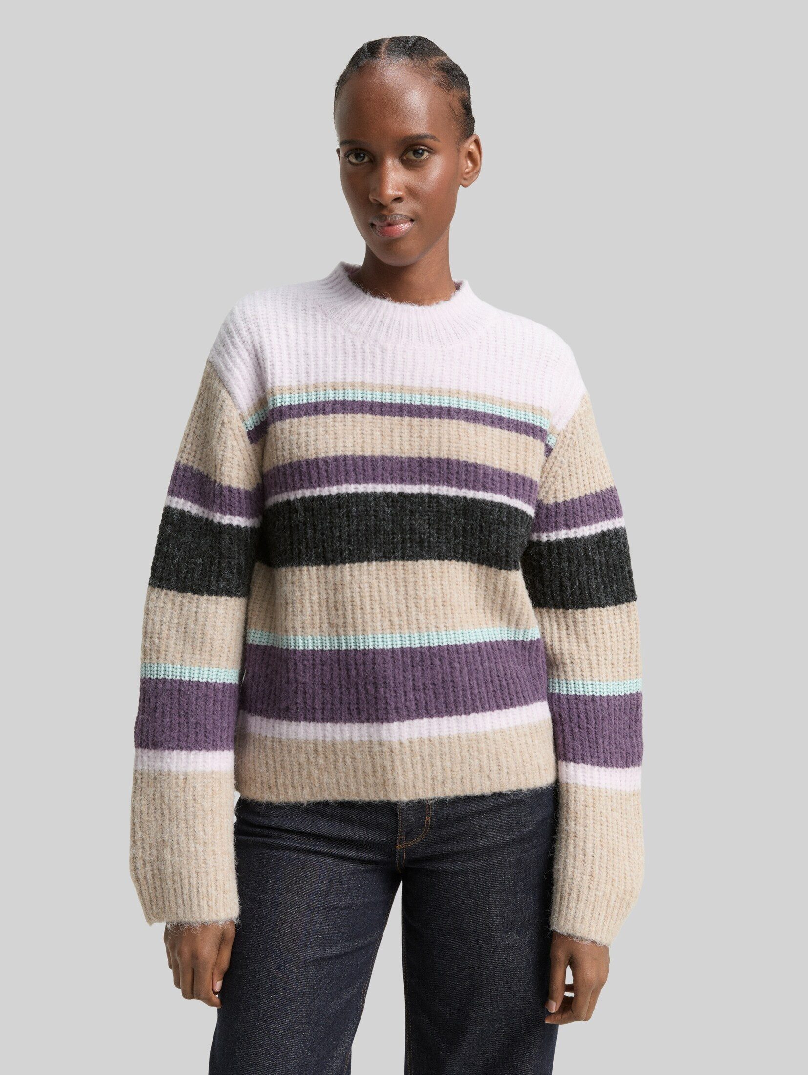 TOM TAILOR Denim Strickpullover Pullover & Strickjacken Relaxed Fit Strickpullover mit Streifenmuster