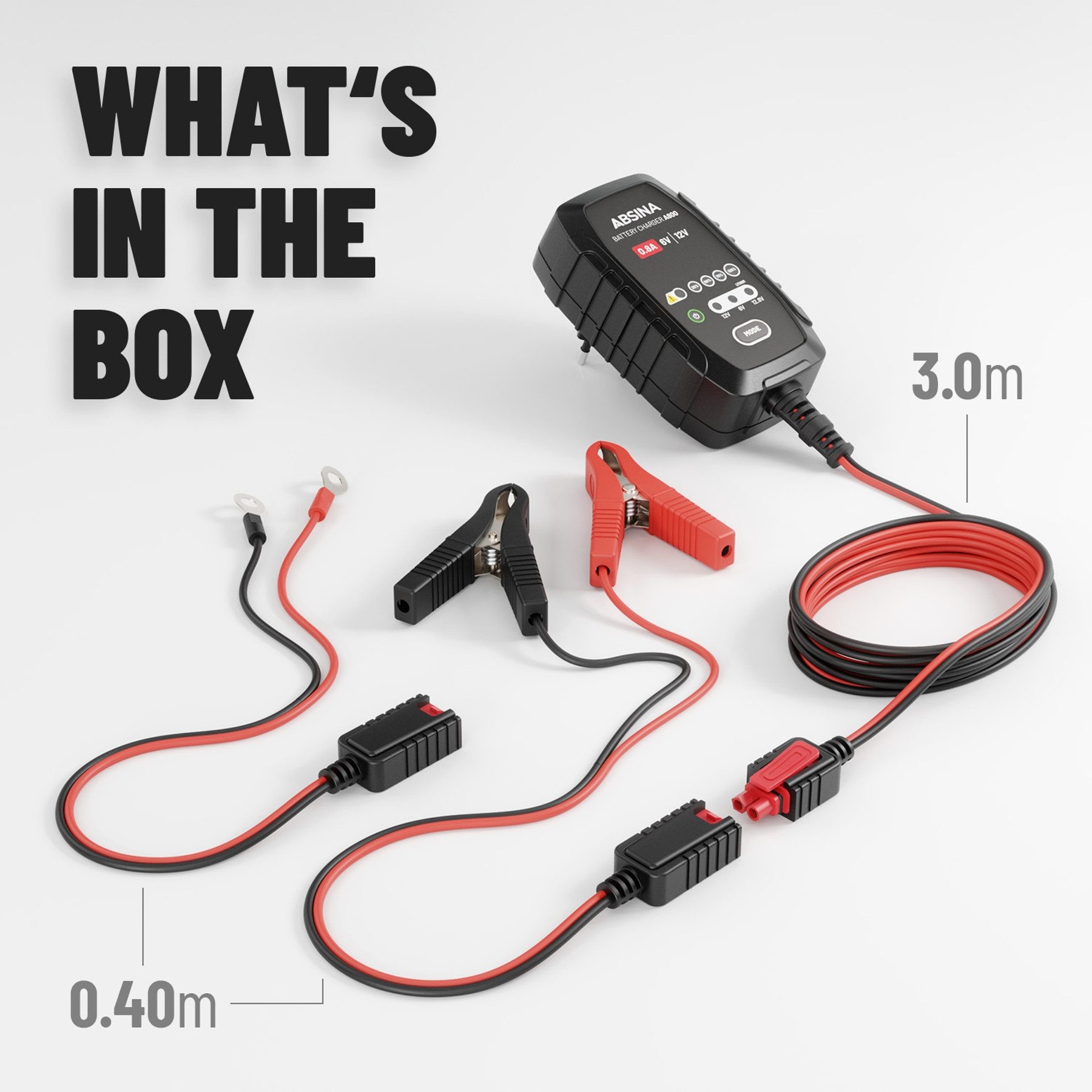 ABSINA ABSINA Ladegerät A800, 6/12 V, 0,8 A Autobatterie-Ladegerät