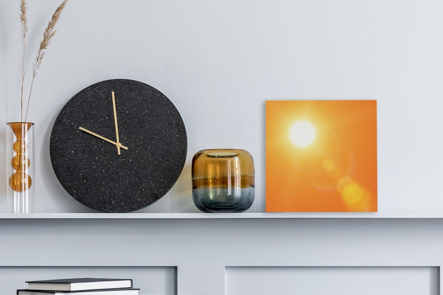 OneMillionCanvasses® Leinwandbild Orangefarbenes Glühen der Sonne, Fotodruck (1 St), Wandbild, Deko Schlafzimmer Wohnzimmer Flur 20x20 cm – Bild 2 von 5